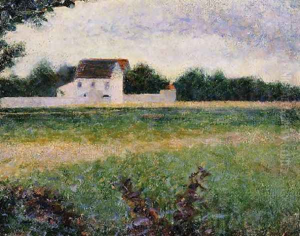 Landscape of the Ile de France Oil Painting by Georges Seurat