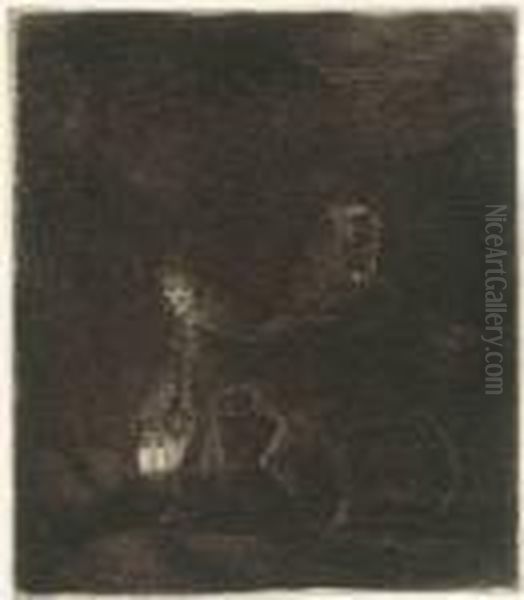 The Flight Into Egypt: A Night Piece Oil Painting by Rembrandt Van Rijn