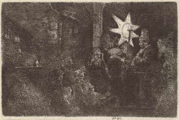 The Star Of The Kings: A Night Piece Oil Painting by Rembrandt Van Rijn