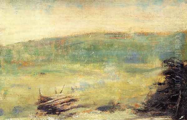 Landscape at Saint-Ouen Oil Painting by Georges Seurat