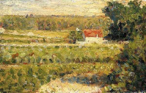 House with Red Roof Oil Painting by Georges Seurat