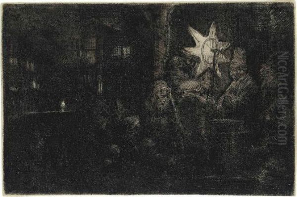 The Star Of The Kings: A Night Piece Oil Painting by Rembrandt Van Rijn