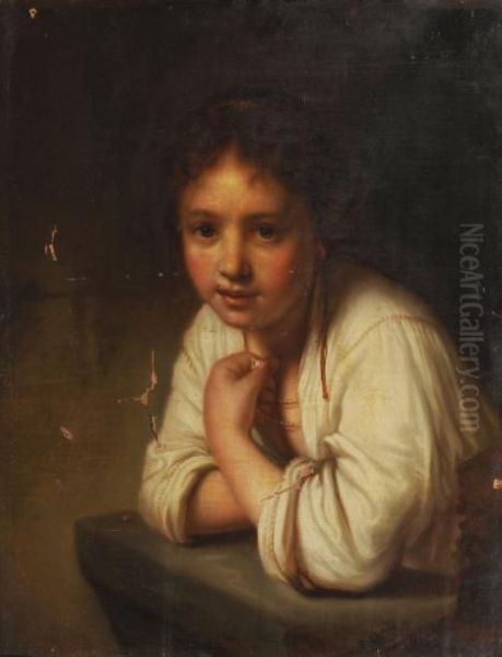 Jeune Fille A Sa Fenetre Oil Painting by Rembrandt Van Rijn