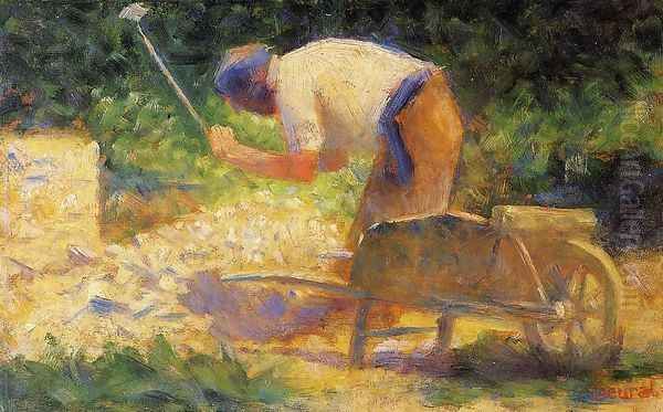 Stone Breaker and Wheelbarrow, Le Raincy Oil Painting by Georges Seurat