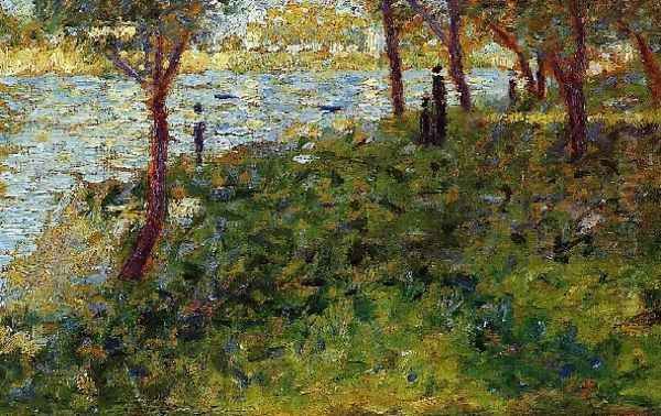 Landscape with Figures Oil Painting by Georges Seurat