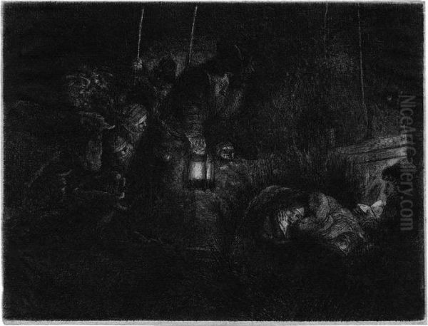 Die Anbetung Der Hirten Bei Nacht Oil Painting by Rembrandt Van Rijn