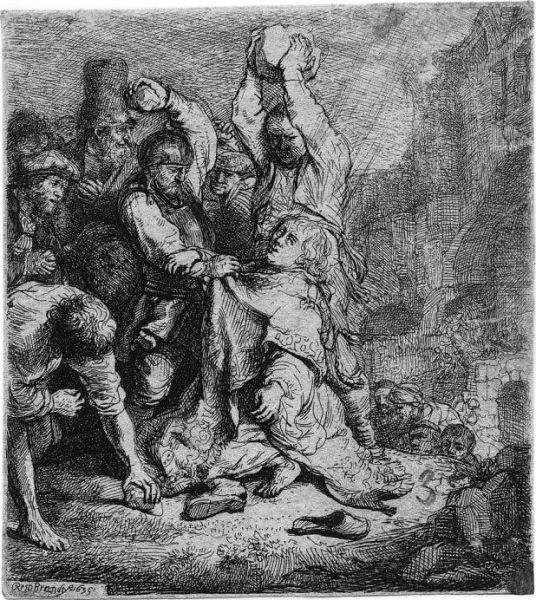 Die Steinigung Des Hl. Stephanus Oil Painting by Rembrandt Van Rijn