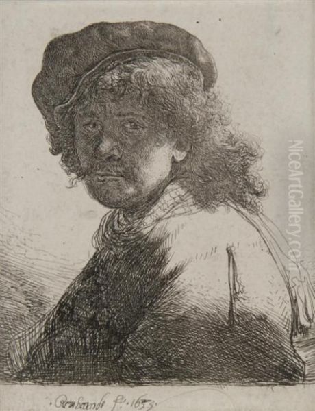 Rembrandt In Cap And Scarf Oil Painting by Rembrandt Van Rijn