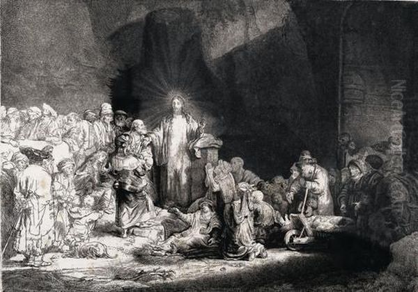 Christus Heilt Die Kranken (hundertguldenblatt) Oil Painting by Rembrandt Van Rijn