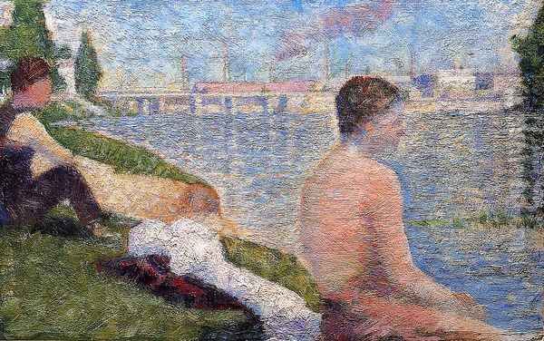 Seated Bather Oil Painting by Georges Seurat