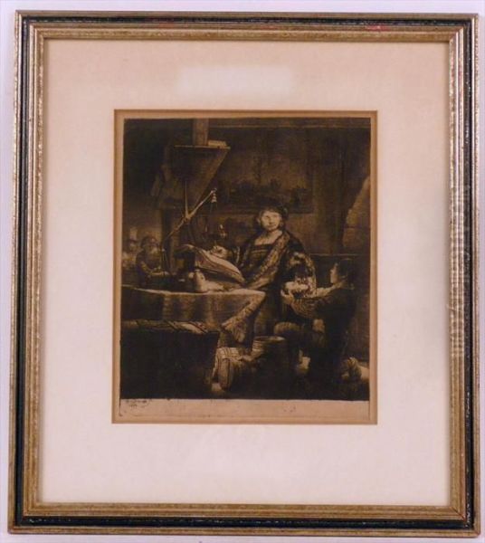 Man In His Study Oil Painting by Rembrandt Van Rijn