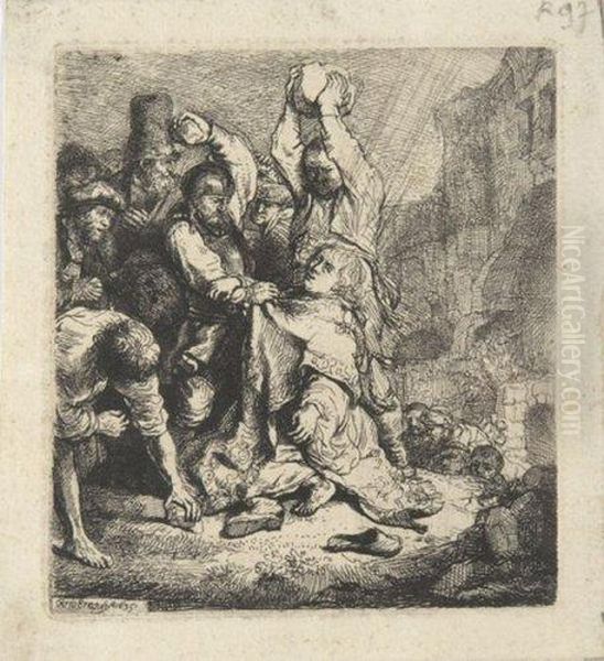 Le Martyre De Saint Etienne Oil Painting by Rembrandt Van Rijn