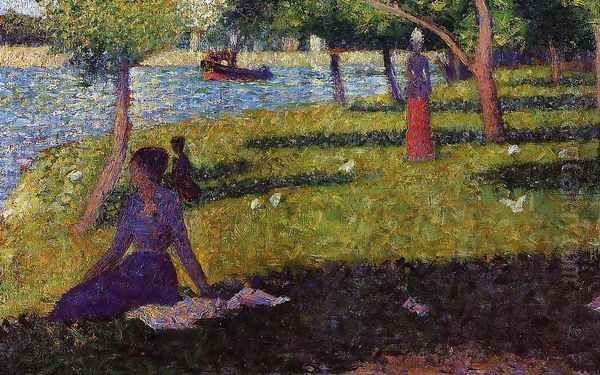 Seated and Standing Woman Oil Painting by Georges Seurat