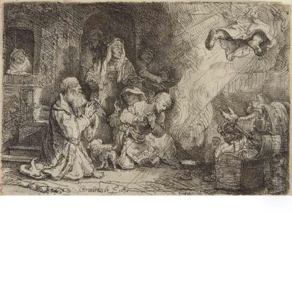 The Angel Departing From The Family Tobias Oil Painting by Rembrandt Van Rijn