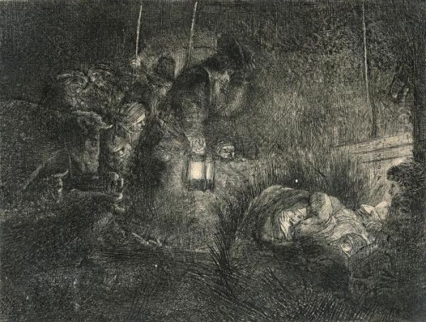 The Adoration Of The Shepherds: A Night Piece Oil Painting by Rembrandt Van Rijn