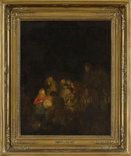 The Adoration Of The Shepherds Oil Painting by Rembrandt Van Rijn