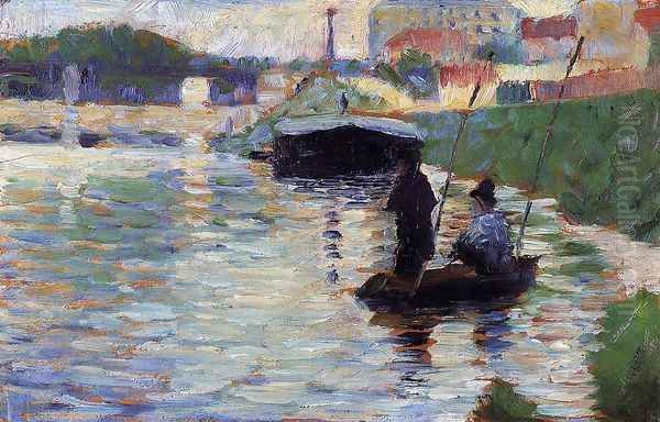 The Bridge - View of the Seine Oil Painting by Georges Seurat