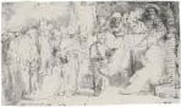 Christ Disputing With The Doctors: A Sketch Oil Painting by Rembrandt Van Rijn