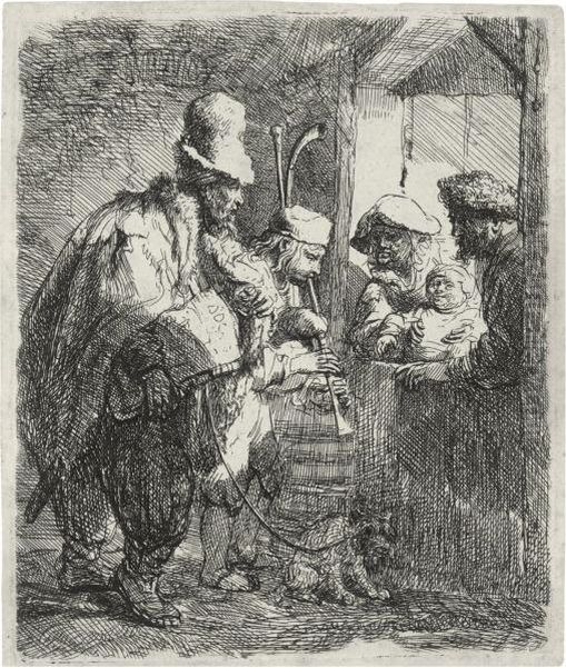 The Strolling Musicians Oil Painting by Rembrandt Van Rijn