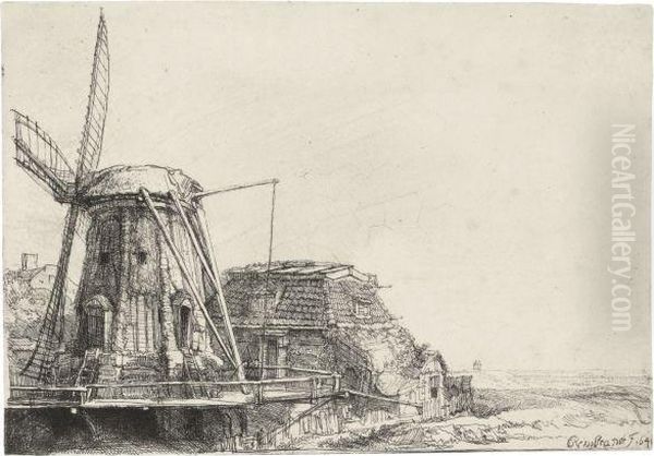 The Windmill Oil Painting by Rembrandt Van Rijn