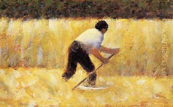 The Mower Oil Painting by Georges Seurat