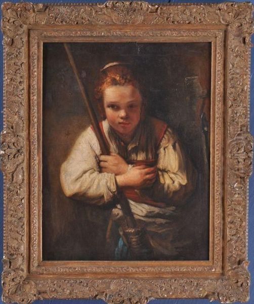 Girl With Broom Oil Painting by Rembrandt Van Rijn