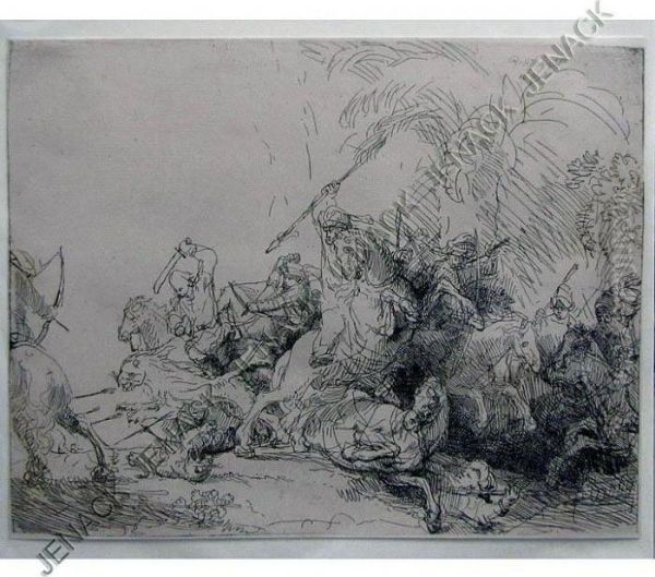 The Large Lionhunt Oil Painting by Rembrandt Van Rijn