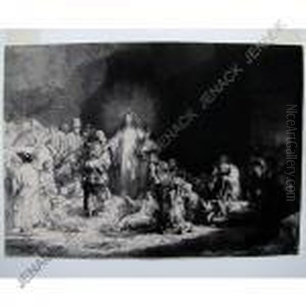 Christ Healing The Sick (the Hundredguilder Print) Oil Painting by Rembrandt Van Rijn