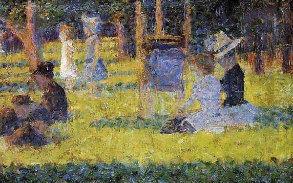 Woman Seated and Baby Carriage Oil Painting by Georges Seurat