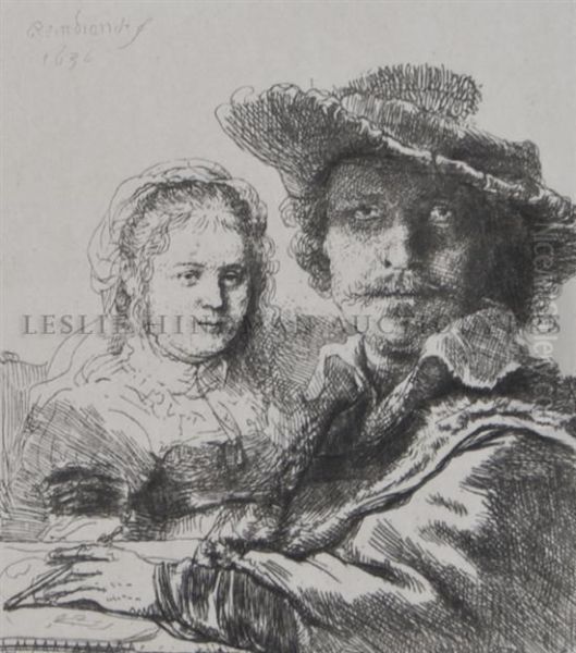 Rembrandt And His Wife Saskia Oil Painting by Rembrandt Van Rijn