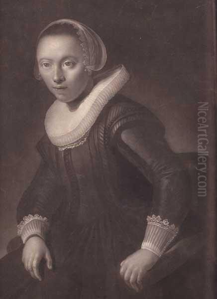 Portrait Of A Girl With A Lace Collar Oil Painting by Rembrandt Van Rijn