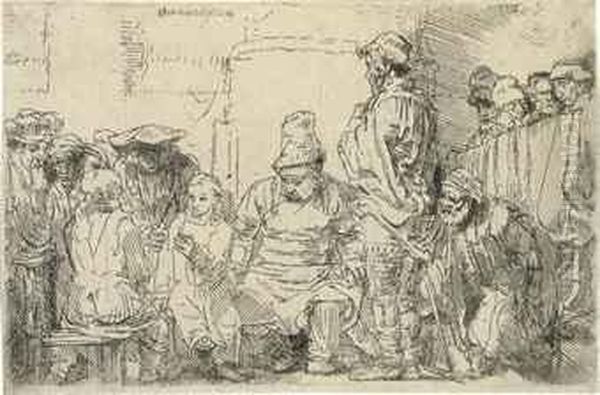 Christ Seated Disputing With The Doctors Oil Painting by Rembrandt Van Rijn