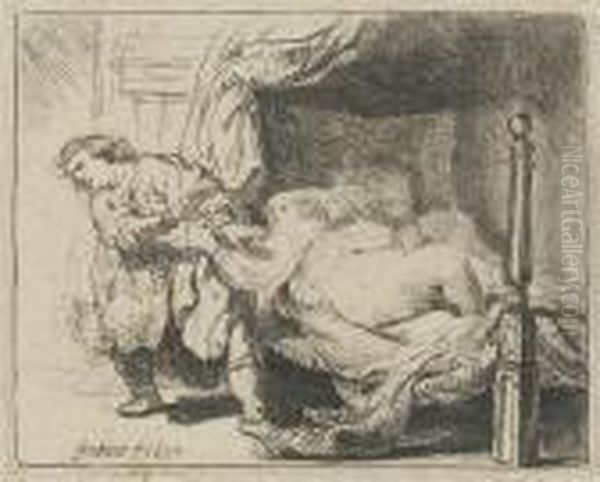 Joseph And Potipher's Wife Oil Painting by Rembrandt Van Rijn