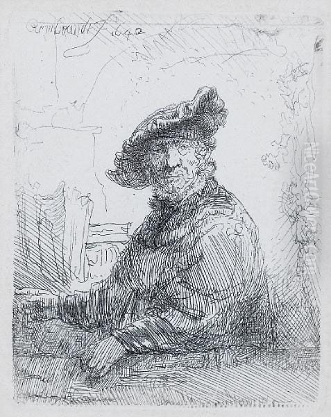 Man In An Arbour Oil Painting by Rembrandt Van Rijn