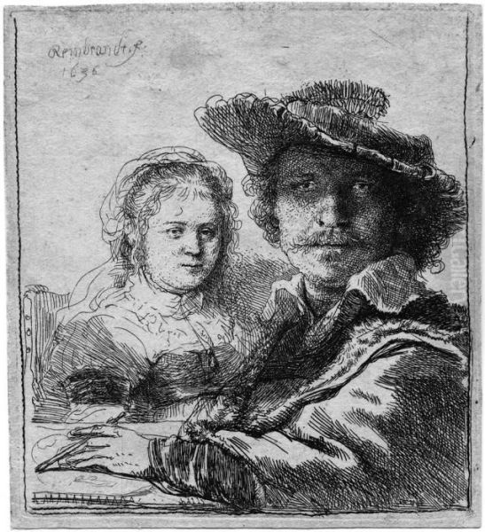 Selbstbildnis Mit Saskia Oil Painting by Rembrandt Van Rijn