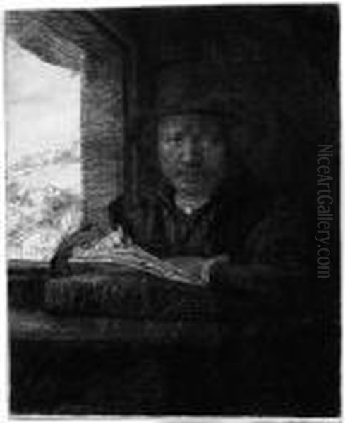 Selbstbildnis Am Fenster Oil Painting by Rembrandt Van Rijn