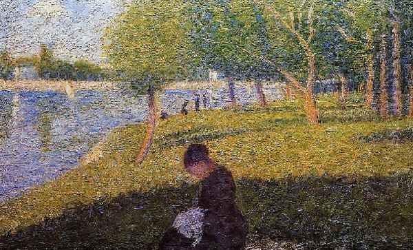 Woman Sewint Oil Painting by Georges Seurat