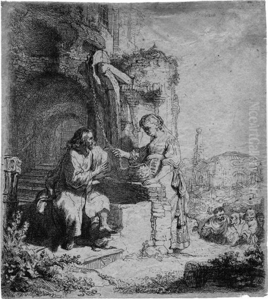 Christus Und Die Samariterin Oil Painting by Rembrandt Van Rijn