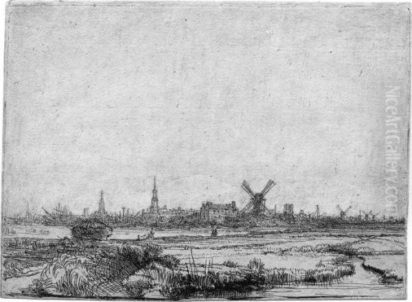 Ansicht Von Amsterdam Oil Painting by Rembrandt Van Rijn