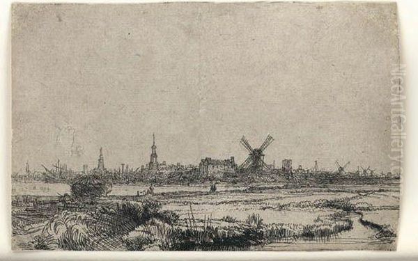 View Of Amsterdam From The North West Oil Painting by Rembrandt Van Rijn