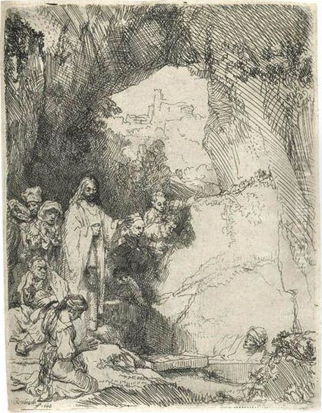 The Raising Of Lazarus: The Small Plate Oil Painting by Rembrandt Van Rijn