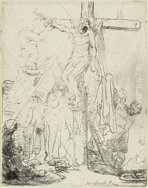 The Descent From The Cross: A Sketch Oil Painting by Rembrandt Van Rijn