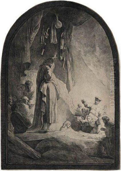 The Raising Of Lazarus: The Larger Plate Oil Painting by Rembrandt Van Rijn