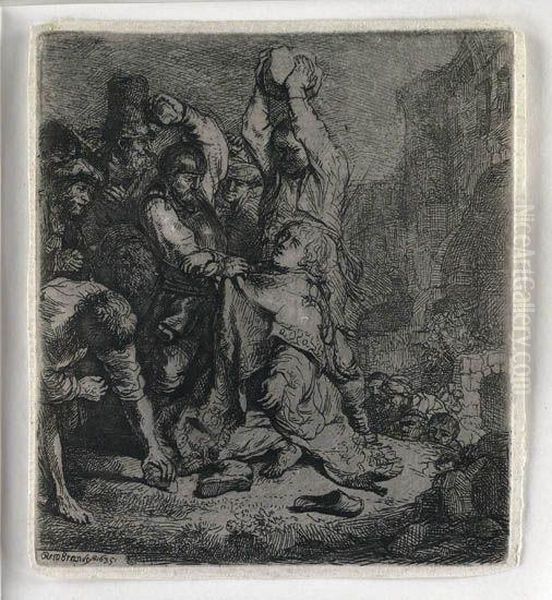 The Stoning Of St Stephen Oil Painting by Rembrandt Van Rijn