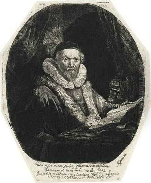 Jan Uytenbogaert, 
Preacher Of The Remonstrants Oil Painting by Rembrandt Van Rijn