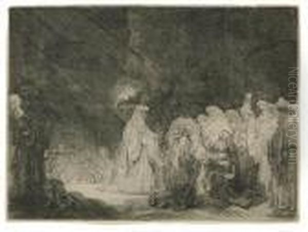 The Presentation In The Temple: Oblong Print Oil Painting by Rembrandt Van Rijn