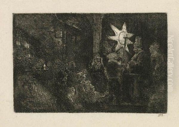 The Star Of Kings: A Night Piece Oil Painting by Rembrandt Van Rijn