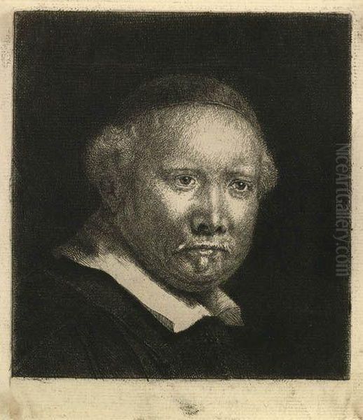 Lieven Willemsz Van Coppenol, 
Writing Master: Larger Plate Oil Painting by Rembrandt Van Rijn