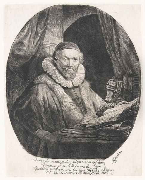 Jan Uytenbogaert, Preacher Of Theremonstrants Oil Painting by Rembrandt Van Rijn