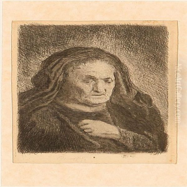 Rembrandt's Mother With Hands On Chest Oil Painting by Rembrandt Van Rijn